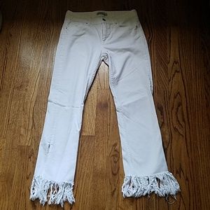 Zara White Fringe Jeans